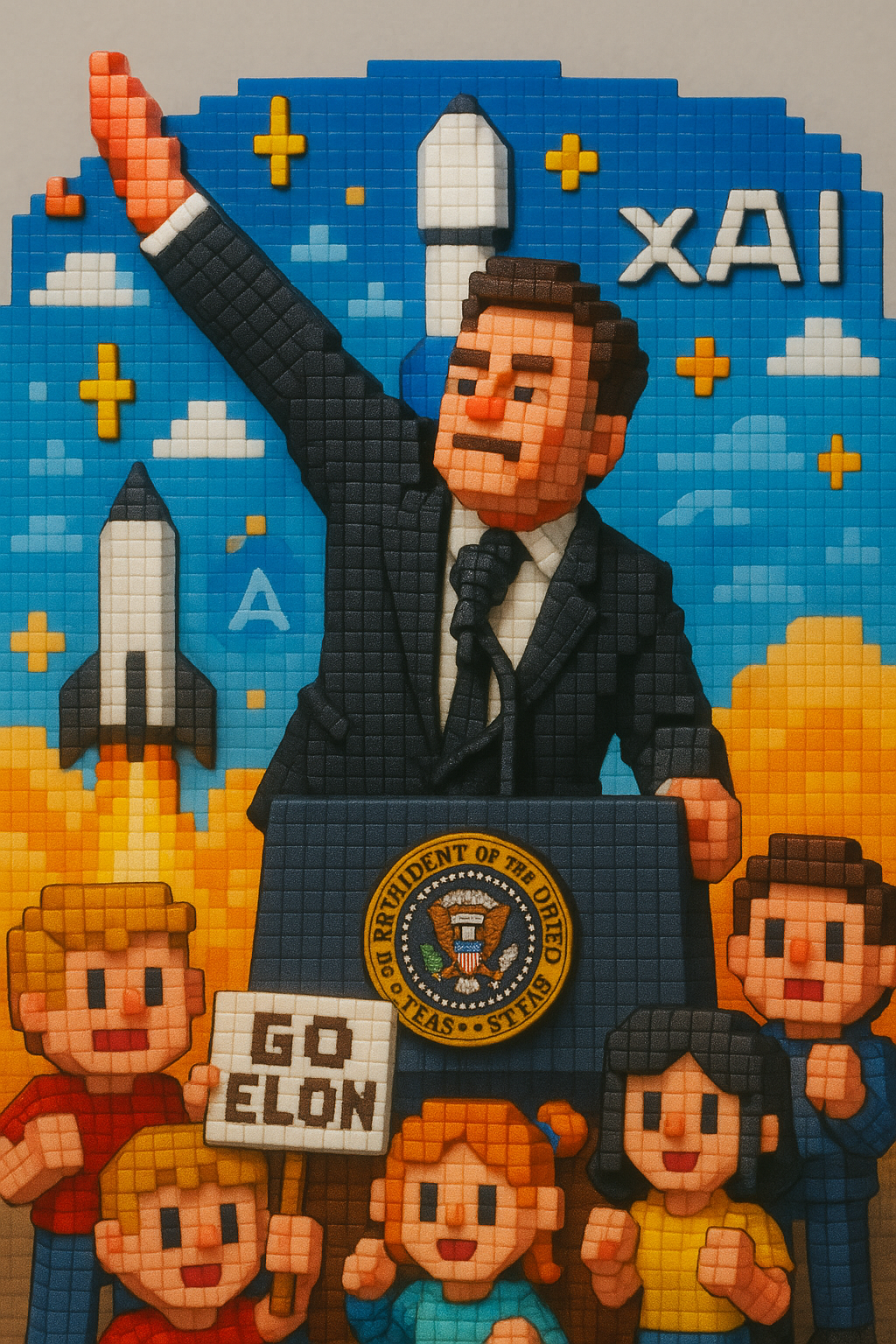 Pixel Art Elon Musk as President